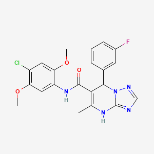 molecular formula C21H19ClFN5O3 B4185799 N-(4-chloro-2,5-dimethoxyphenyl)-7-(3-fluorophenyl)-5-methyl-4,7-dihydro[1,2,4]triazolo[1,5-a]pyrimidine-6-carboxamide 