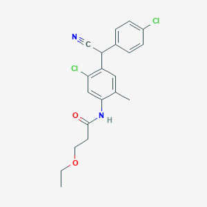 molecular formula C20H20Cl2N2O2 B4185808 N-{5-chloro-4-[(4-chlorophenyl)(cyano)methyl]-2-methylphenyl}-3-ethoxypropanamide 