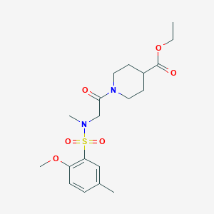 molecular formula C19H28N2O6S B4185815 ethyl 1-{N-[(2-methoxy-5-methylphenyl)sulfonyl]-N-methylglycyl}-4-piperidinecarboxylate 