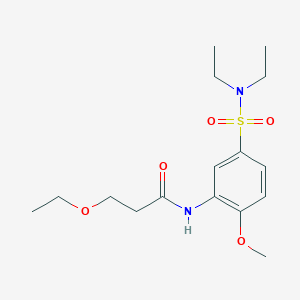 molecular formula C16H26N2O5S B4185823 N-{5-[(diethylamino)sulfonyl]-2-methoxyphenyl}-3-ethoxypropanamide 