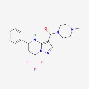 molecular formula C19H22F3N5O B4185829 3-[(4-methyl-1-piperazinyl)carbonyl]-5-phenyl-7-(trifluoromethyl)-4,5,6,7-tetrahydropyrazolo[1,5-a]pyrimidine 