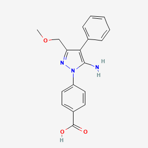 molecular formula C18H17N3O3 B4185847 4-[5-amino-3-(methoxymethyl)-4-phenyl-1H-pyrazol-1-yl]benzoic acid 
