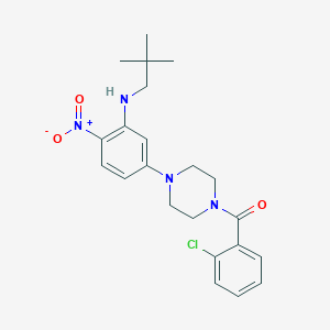 molecular formula C22H27ClN4O3 B4185853 5-[4-(2-chlorobenzoyl)-1-piperazinyl]-N-(2,2-dimethylpropyl)-2-nitroaniline 