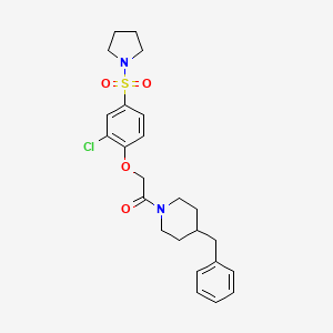 molecular formula C24H29ClN2O4S B4185854 4-benzyl-1-{[2-chloro-4-(1-pyrrolidinylsulfonyl)phenoxy]acetyl}piperidine 