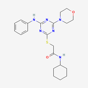 molecular formula C21H28N6O2S B4185865 2-{[4-anilino-6-(4-morpholinyl)-1,3,5-triazin-2-yl]thio}-N-cyclohexylacetamide 