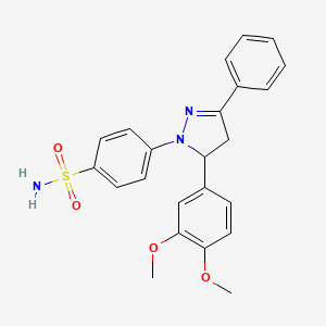 molecular formula C23H23N3O4S B4185867 4-[5-(3,4-dimethoxyphenyl)-3-phenyl-4,5-dihydro-1H-pyrazol-1-yl]benzenesulfonamide 