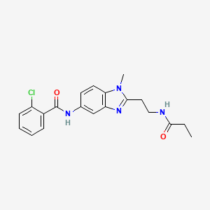 molecular formula C20H21ClN4O2 B4185876 2-chloro-N-{1-methyl-2-[2-(propionylamino)ethyl]-1H-benzimidazol-5-yl}benzamide 