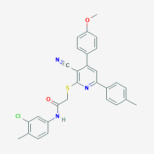 molecular formula C29H24ClN3O2S B418588 N-(3-chloro-4-methylphenyl)-2-{[3-cyano-4-(4-methoxyphenyl)-6-(4-methylphenyl)-2-pyridinyl]sulfanyl}acetamide 