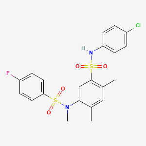 molecular formula C21H20ClFN2O4S2 B4185885 N-(4-chlorophenyl)-5-[[(4-fluorophenyl)sulfonyl](methyl)amino]-2,4-dimethylbenzenesulfonamide 
