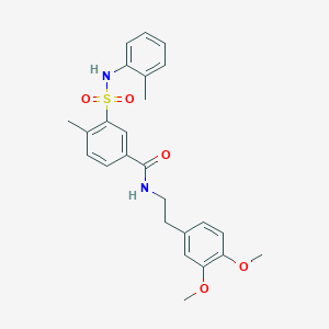 molecular formula C25H28N2O5S B4185906 N-[2-(3,4-dimethoxyphenyl)ethyl]-4-methyl-3-{[(2-methylphenyl)amino]sulfonyl}benzamide 