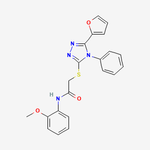 molecular formula C21H18N4O3S B4185911 2-{[5-(2-furyl)-4-phenyl-4H-1,2,4-triazol-3-yl]thio}-N-(2-methoxyphenyl)acetamide 
