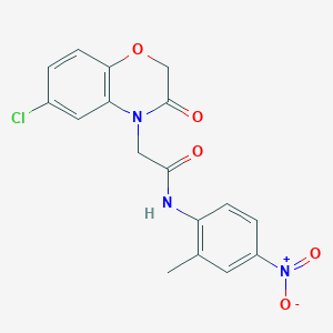 molecular formula C17H14ClN3O5 B4185935 2-(6-chloro-3-oxo-2,3-dihydro-4H-1,4-benzoxazin-4-yl)-N-(2-methyl-4-nitrophenyl)acetamide 