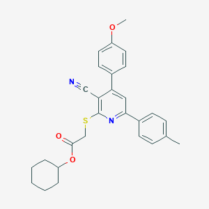 molecular formula C28H28N2O3S B418595 Cyclohexyl {[3-cyano-4-(4-methoxyphenyl)-6-(4-methylphenyl)-2-pyridinyl]sulfanyl}acetate 