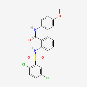 molecular formula C20H16Cl2N2O4S B4185953 2-{[(2,5-dichlorophenyl)sulfonyl]amino}-N-(4-methoxyphenyl)benzamide 