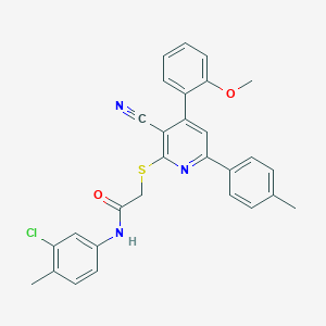 molecular formula C29H24ClN3O2S B418597 N-(3-chloro-4-methylphenyl)-2-{[3-cyano-4-(2-methoxyphenyl)-6-(4-methylphenyl)-2-pyridinyl]sulfanyl}acetamide 