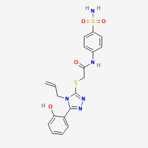 molecular formula C19H19N5O4S2 B4185982 2-{[4-allyl-5-(2-hydroxyphenyl)-4H-1,2,4-triazol-3-yl]thio}-N-[4-(aminosulfonyl)phenyl]acetamide 