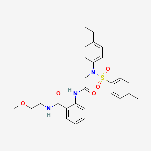 molecular formula C27H31N3O5S B4186008 2-({N-(4-ethylphenyl)-N-[(4-methylphenyl)sulfonyl]glycyl}amino)-N-(2-methoxyethyl)benzamide 