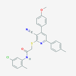 molecular formula C29H24ClN3O2S B418602 N-(5-chloro-2-methylphenyl)-2-{[3-cyano-4-(4-methoxyphenyl)-6-(4-methylphenyl)-2-pyridinyl]sulfanyl}acetamide 