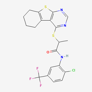 molecular formula C20H17ClF3N3OS2 B4186031 N-[2-chloro-5-(trifluoromethyl)phenyl]-2-(5,6,7,8-tetrahydro[1]benzothieno[2,3-d]pyrimidin-4-ylthio)propanamide 