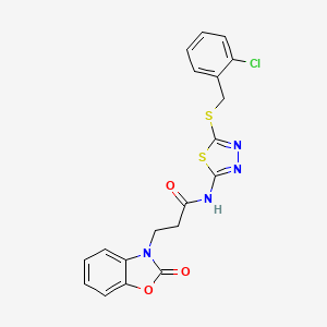 molecular formula C19H15ClN4O3S2 B4186033 N-{5-[(2-chlorobenzyl)thio]-1,3,4-thiadiazol-2-yl}-3-(2-oxo-1,3-benzoxazol-3(2H)-yl)propanamide 