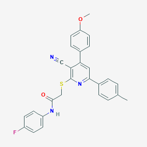 molecular formula C28H22FN3O2S B418605 2-{[3-cyano-4-(4-methoxyphenyl)-6-(4-methylphenyl)-2-pyridinyl]sulfanyl}-N-(4-fluorophenyl)acetamide 