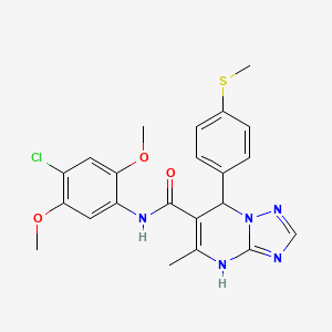 molecular formula C22H22ClN5O3S B4186057 N-(4-chloro-2,5-dimethoxyphenyl)-5-methyl-7-[4-(methylthio)phenyl]-4,7-dihydro[1,2,4]triazolo[1,5-a]pyrimidine-6-carboxamide 