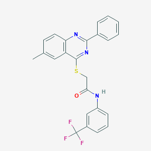 molecular formula C24H18F3N3OS B418606 2-[(6-methyl-2-phenyl-4-quinazolinyl)sulfanyl]-N-[3-(trifluoromethyl)phenyl]acetamide 