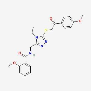 molecular formula C22H24N4O4S B4186068 N-[(4-ethyl-5-{[2-(4-methoxyphenyl)-2-oxoethyl]thio}-4H-1,2,4-triazol-3-yl)methyl]-2-methoxybenzamide 