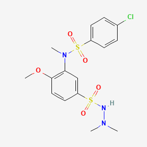 molecular formula C16H20ClN3O5S2 B4186079 4-chloro-N-{5-[(2,2-dimethylhydrazino)sulfonyl]-2-methoxyphenyl}-N-methylbenzenesulfonamide 