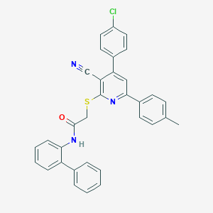 molecular formula C33H24ClN3OS B418608 N-[1,1'-biphenyl]-2-yl-2-{[4-(4-chlorophenyl)-3-cyano-6-(4-methylphenyl)-2-pyridinyl]sulfanyl}acetamide 