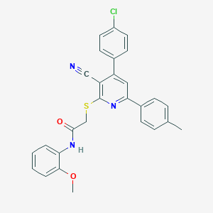 2-{[4-(4-chlorophenyl)-3-cyano-6-(4-methylphenyl)-2-pyridinyl]sulfanyl}-N-(2-methoxyphenyl)acetamide