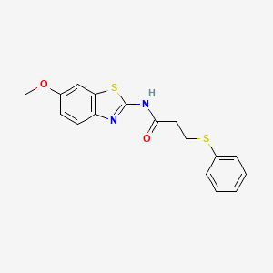 molecular formula C17H16N2O2S2 B4186117 N-(6-methoxy-1,3-benzothiazol-2-yl)-3-(phenylthio)propanamide 