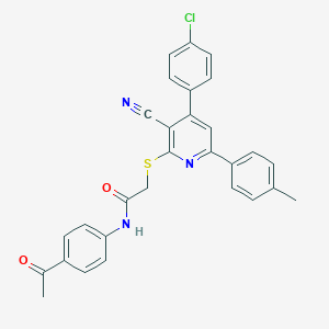 N-(4-acetylphenyl)-2-{[4-(4-chlorophenyl)-3-cyano-6-(4-methylphenyl)-2-pyridinyl]sulfanyl}acetamide