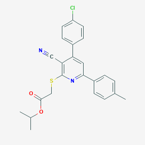 molecular formula C24H21ClN2O2S B418613 Isopropyl 2-((4-(4-chlorophenyl)-3-cyano-6-(p-tolyl)pyridin-2-yl)thio)acetate CAS No. 444153-80-4