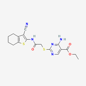ethyl 4-amino-2-({2-[(3-cyano-4,5,6,7-tetrahydro-1-benzothien-2-yl)amino]-2-oxoethyl}thio)-5-pyrimidinecarboxylate