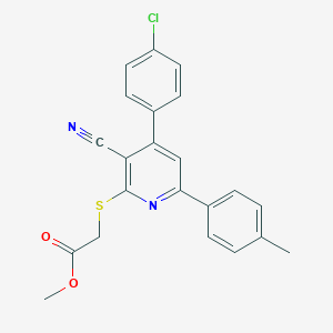 molecular formula C22H17ClN2O2S B418615 Methyl 2-[4-(4-chlorophenyl)-3-cyano-6-(4-methylphenyl)pyridin-2-yl]sulfanylacetate 