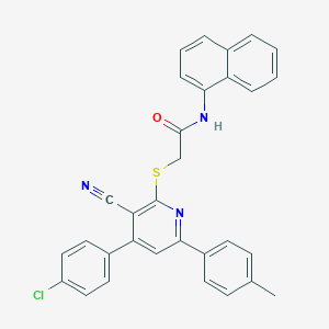 2-{[4-(4-chlorophenyl)-3-cyano-6-(4-methylphenyl)-2-pyridinyl]sulfanyl}-N-(1-naphthyl)acetamide