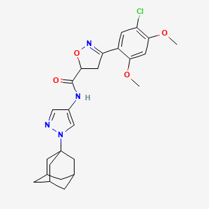 molecular formula C25H29ClN4O4 B4186160 N-[1-(1-adamantyl)-1H-pyrazol-4-yl]-3-(5-chloro-2,4-dimethoxyphenyl)-4,5-dihydro-5-isoxazolecarboxamide 