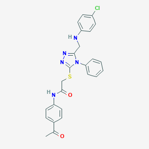molecular formula C25H22ClN5O2S B418617 N-(4-acetylphenyl)-2-({5-[(4-chloroanilino)methyl]-4-phenyl-4H-1,2,4-triazol-3-yl}sulfanyl)acetamide 
