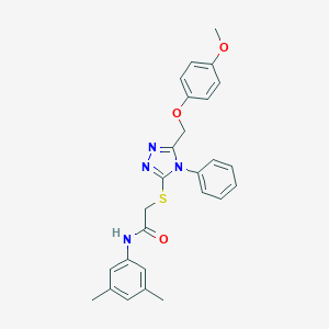 molecular formula C26H26N4O3S B418618 N-(3,5-dimethylphenyl)-2-[[5-[(4-methoxyphenoxy)methyl]-4-phenyl-1,2,4-triazol-3-yl]sulfanyl]acetamide CAS No. 332912-52-4