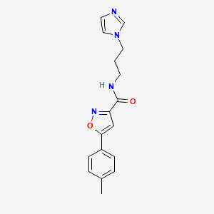 molecular formula C17H18N4O2 B4186188 N-[3-(1H-imidazol-1-yl)propyl]-5-(4-methylphenyl)-3-isoxazolecarboxamide 