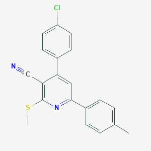 molecular formula C20H15ClN2S B418619 4-(4-Chlorophenyl)-6-(4-methylphenyl)-2-(methylsulfanyl)nicotinonitrile 