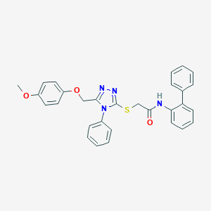 molecular formula C30H26N4O3S B418621 N-[1,1'-biphenyl]-2-yl-2-({5-[(4-methoxyphenoxy)methyl]-4-phenyl-4H-1,2,4-triazol-3-yl}sulfanyl)acetamide 