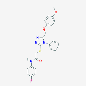 molecular formula C24H21FN4O3S B418622 N-(4-fluorophenyl)-2-[[5-[(4-methoxyphenoxy)methyl]-4-phenyl-1,2,4-triazol-3-yl]sulfanyl]acetamide CAS No. 332912-57-9