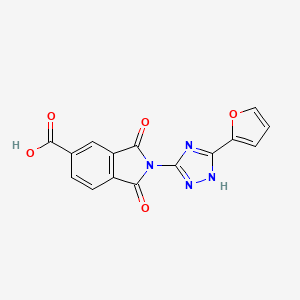 molecular formula C15H8N4O5 B4186245 2-[3-(2-furyl)-1H-1,2,4-triazol-5-yl]-1,3-dioxo-5-isoindolinecarboxylic acid 