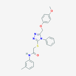 molecular formula C25H24N4O3S B418625 2-({5-[(4-methoxyphenoxy)methyl]-4-phenyl-4H-1,2,4-triazol-3-yl}sulfanyl)-N-(3-methylphenyl)acetamide 