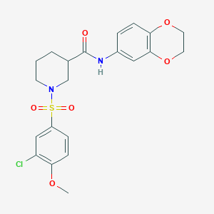 molecular formula C21H23ClN2O6S B4186250 1-[(3-chloro-4-methoxyphenyl)sulfonyl]-N-(2,3-dihydro-1,4-benzodioxin-6-yl)-3-piperidinecarboxamide 