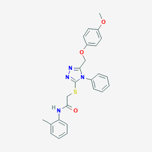 2-[[5-[(4-methoxyphenoxy)methyl]-4-phenyl-1,2,4-triazol-3-yl]sulfanyl]-N-(2-methylphenyl)acetamide