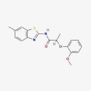 molecular formula C18H18N2O3S B4186282 2-(2-methoxyphenoxy)-N-(6-methyl-1,3-benzothiazol-2-yl)propanamide 