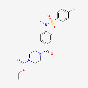 molecular formula C21H24ClN3O5S B4186287 ethyl 4-{4-[[(4-chlorophenyl)sulfonyl](methyl)amino]benzoyl}-1-piperazinecarboxylate 